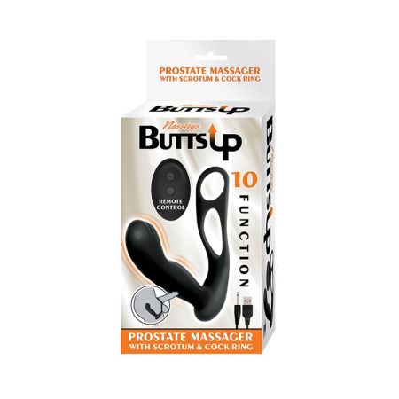 Butts Up Prostate Massager w/Scrotum & Cockring - Black